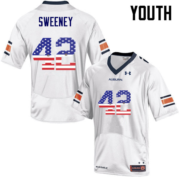 Youth #42 Keenan Sweeney Auburn Tigers USA Flag Fashion College Football Jerseys-White - Click Image to Close